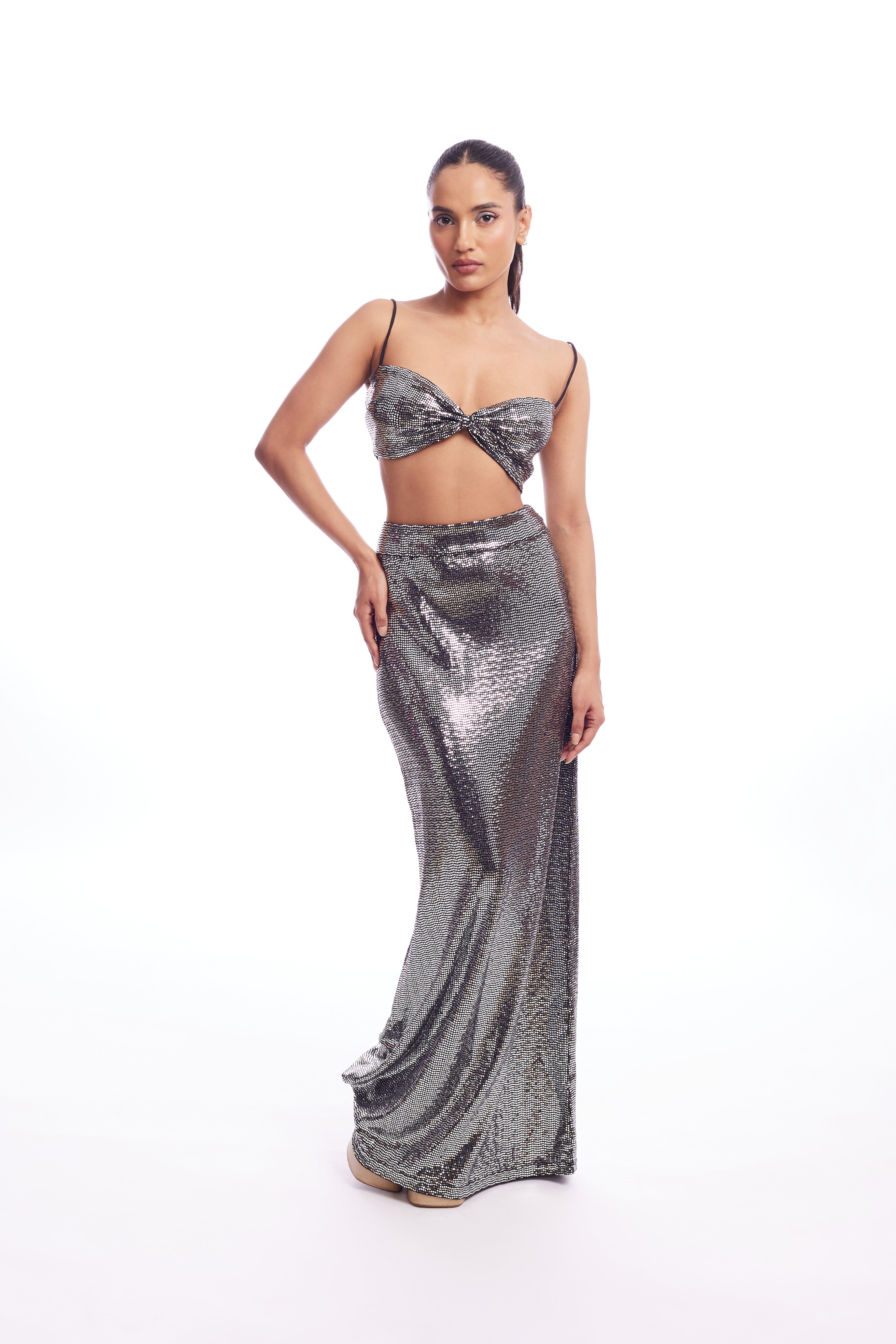 Crystal bra top in silver – MARLEA Monte-Carlo