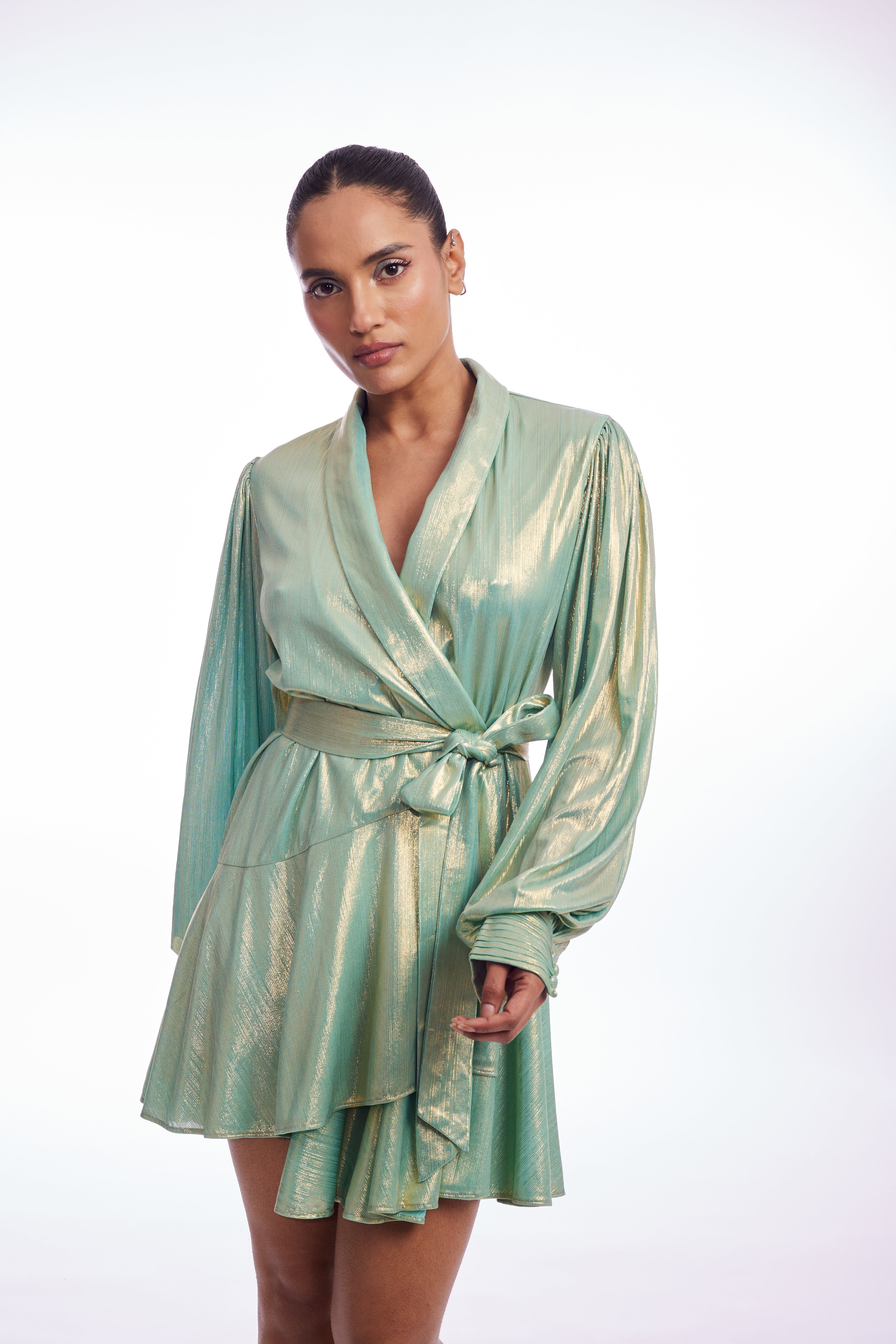 ZINA DRESS - EMERALD METALLIC