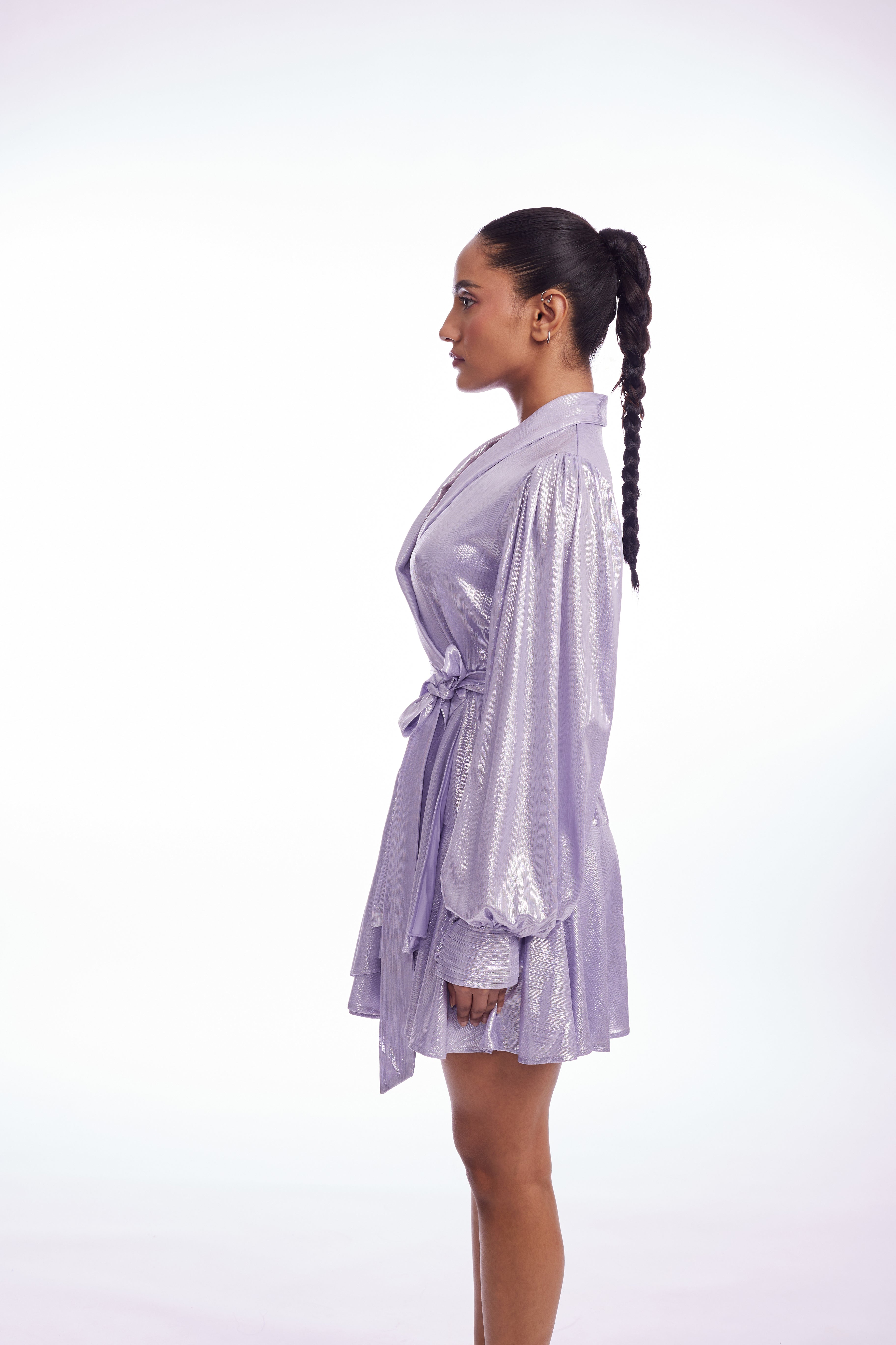 ZINA DRESS - LILA METALLIC