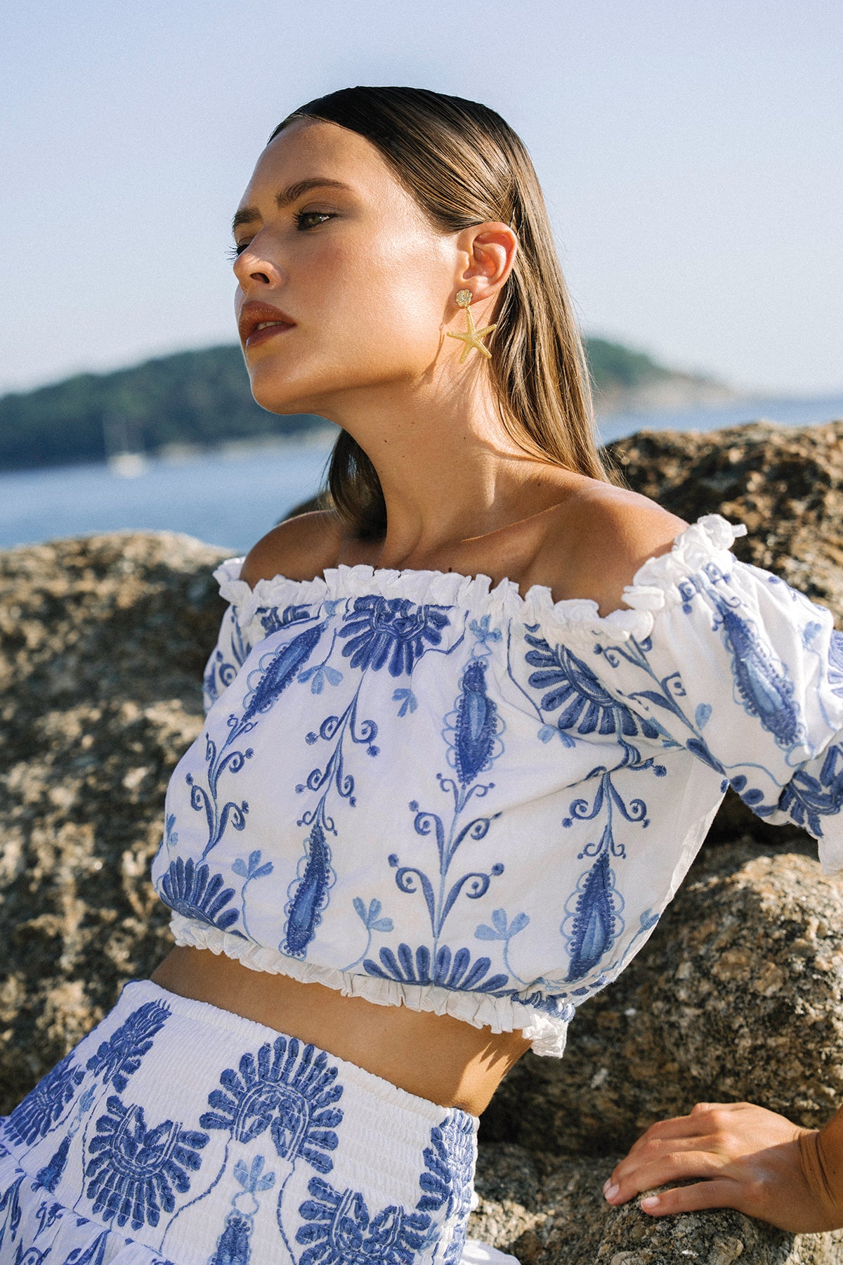 TOP JENNA - BRODERIES BLEU
