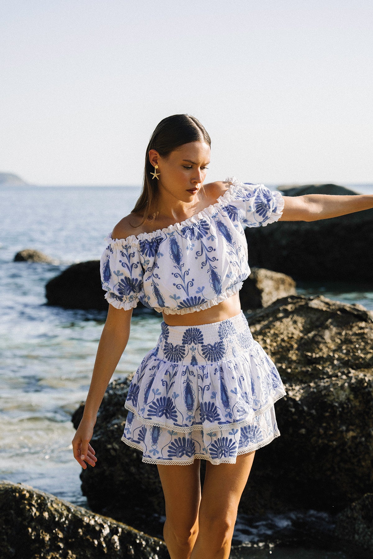TOP JENNA - BRODERIES BLEU