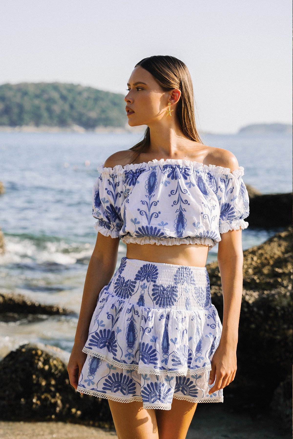 TOP JENNA - BRODERIES BLEU