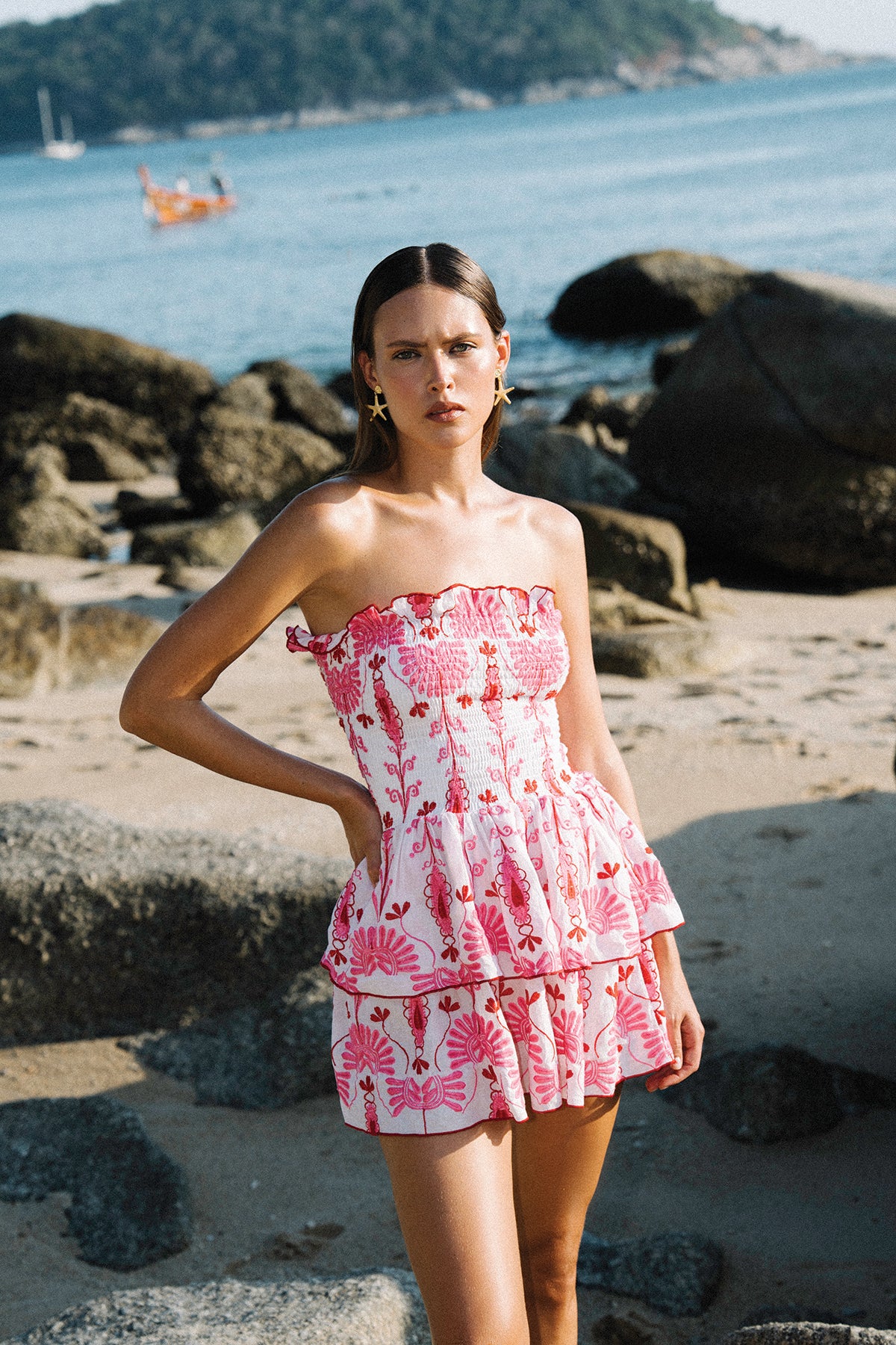 INES DRESS - PINK EMBROIDERY