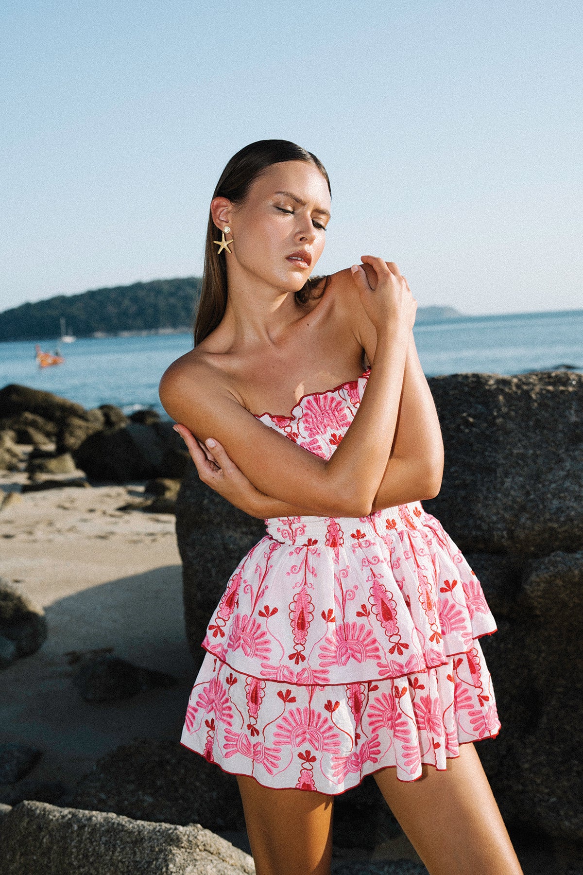 INES DRESS - PINK EMBROIDERY