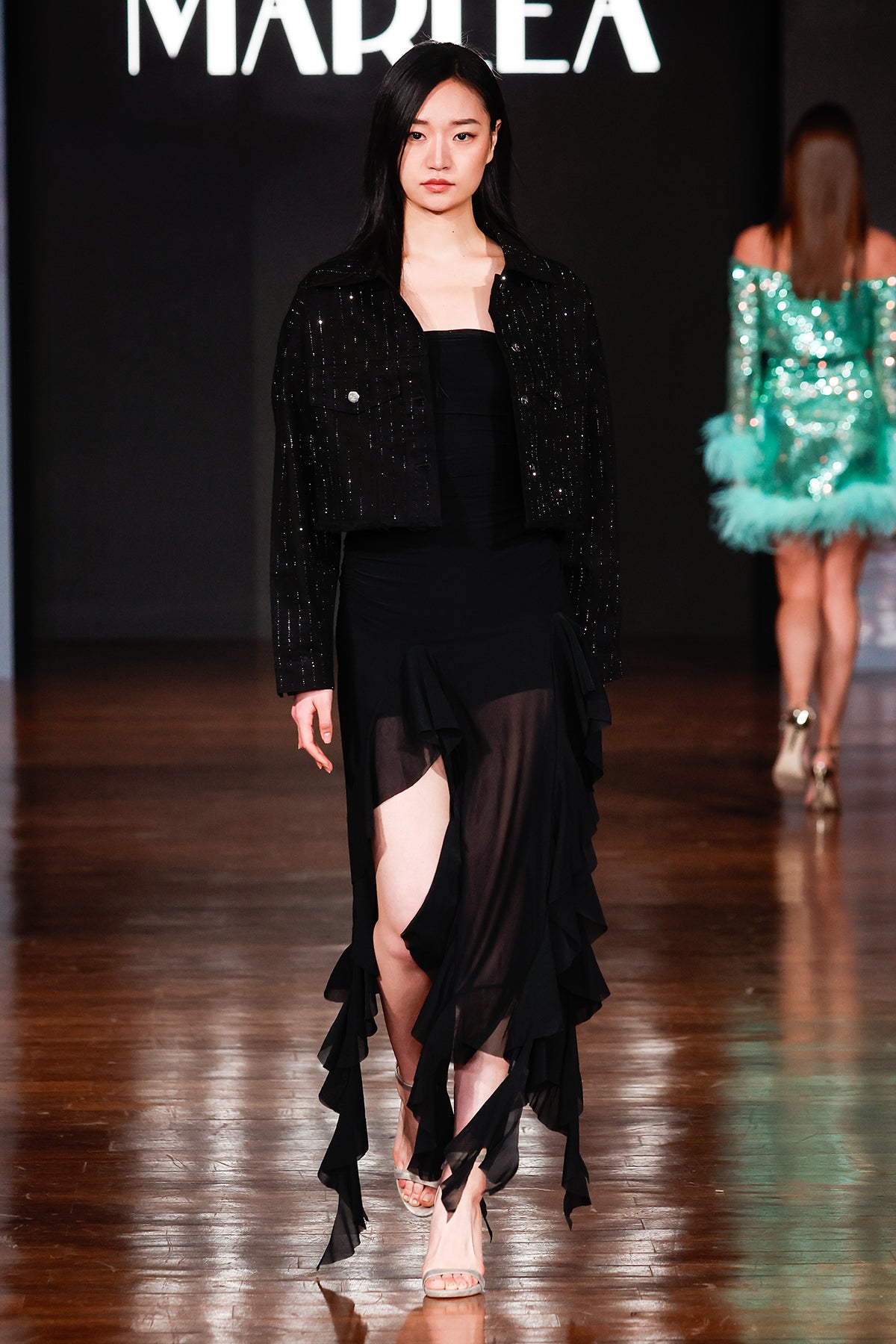 JEANS JACKET - BLACK STRASS