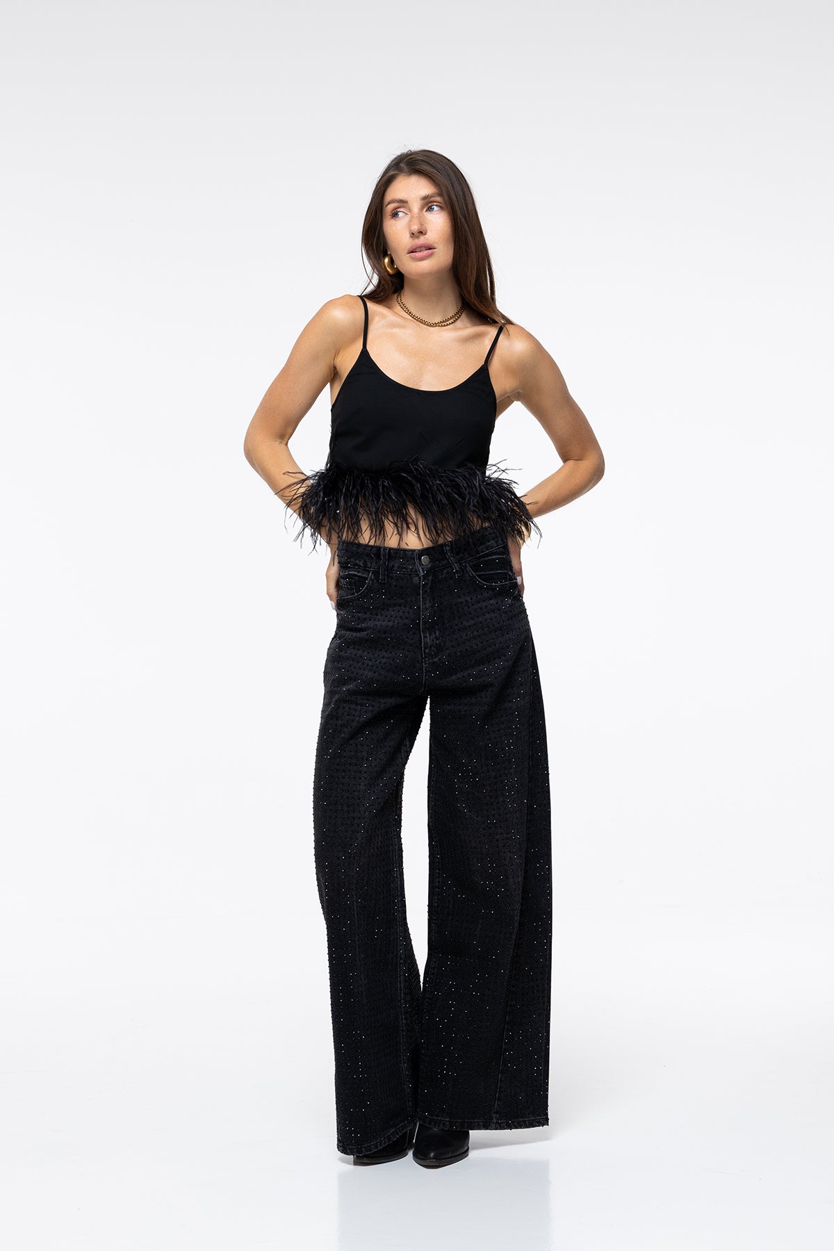 BRA TOP PLUMES - NOIR