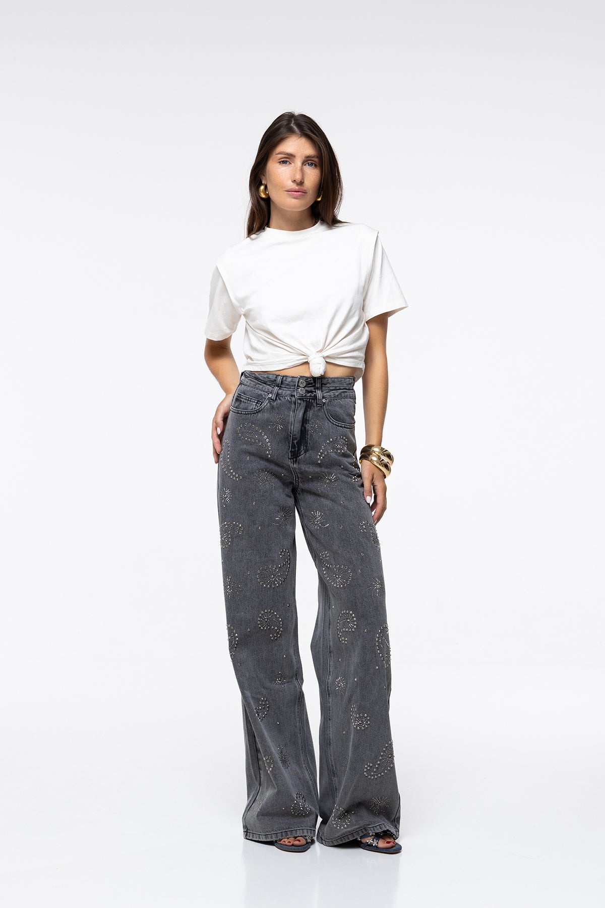 JEANS LARA - STRASS GRIS