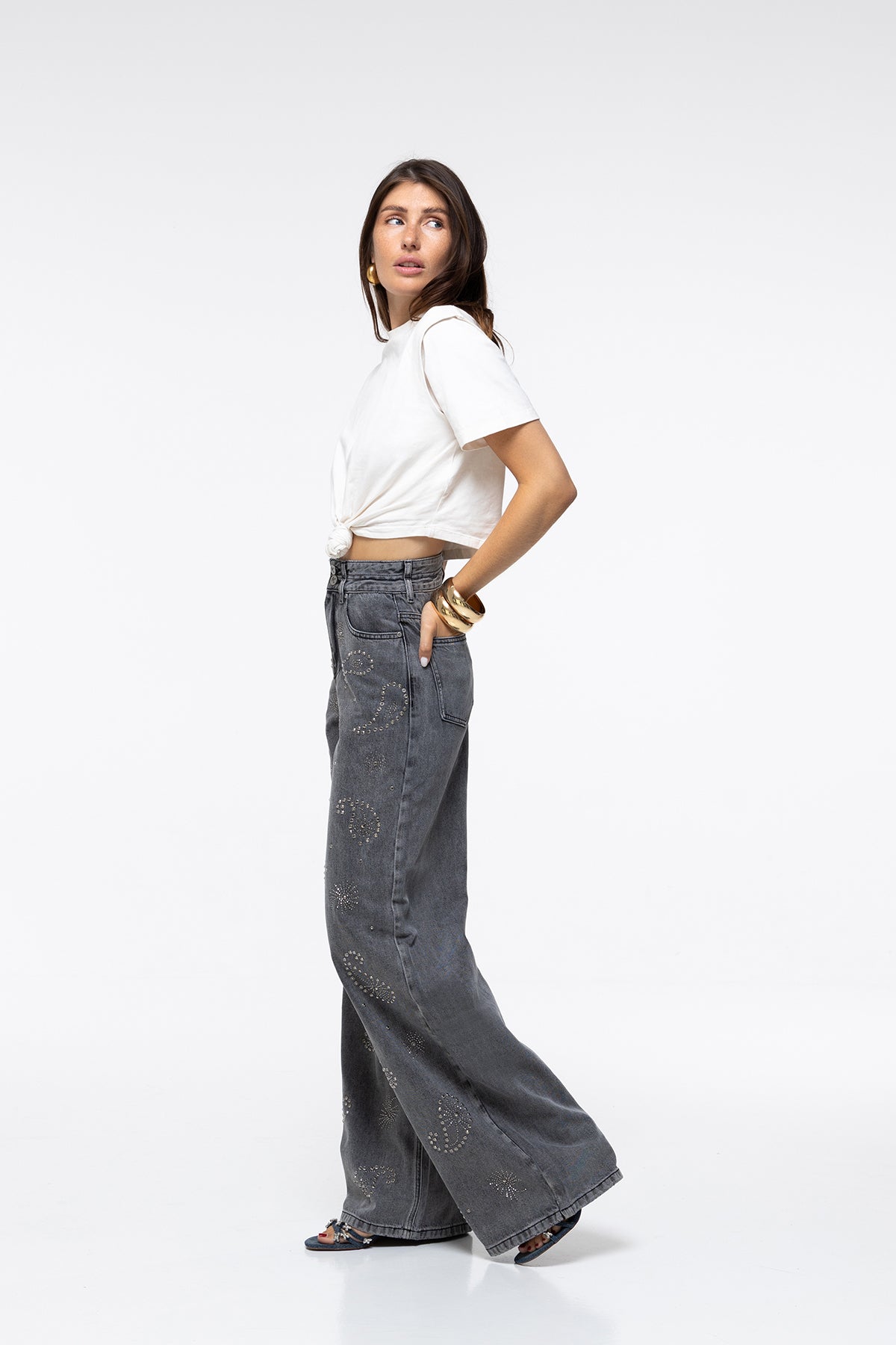 JEANS LARA - STRASS GRIS