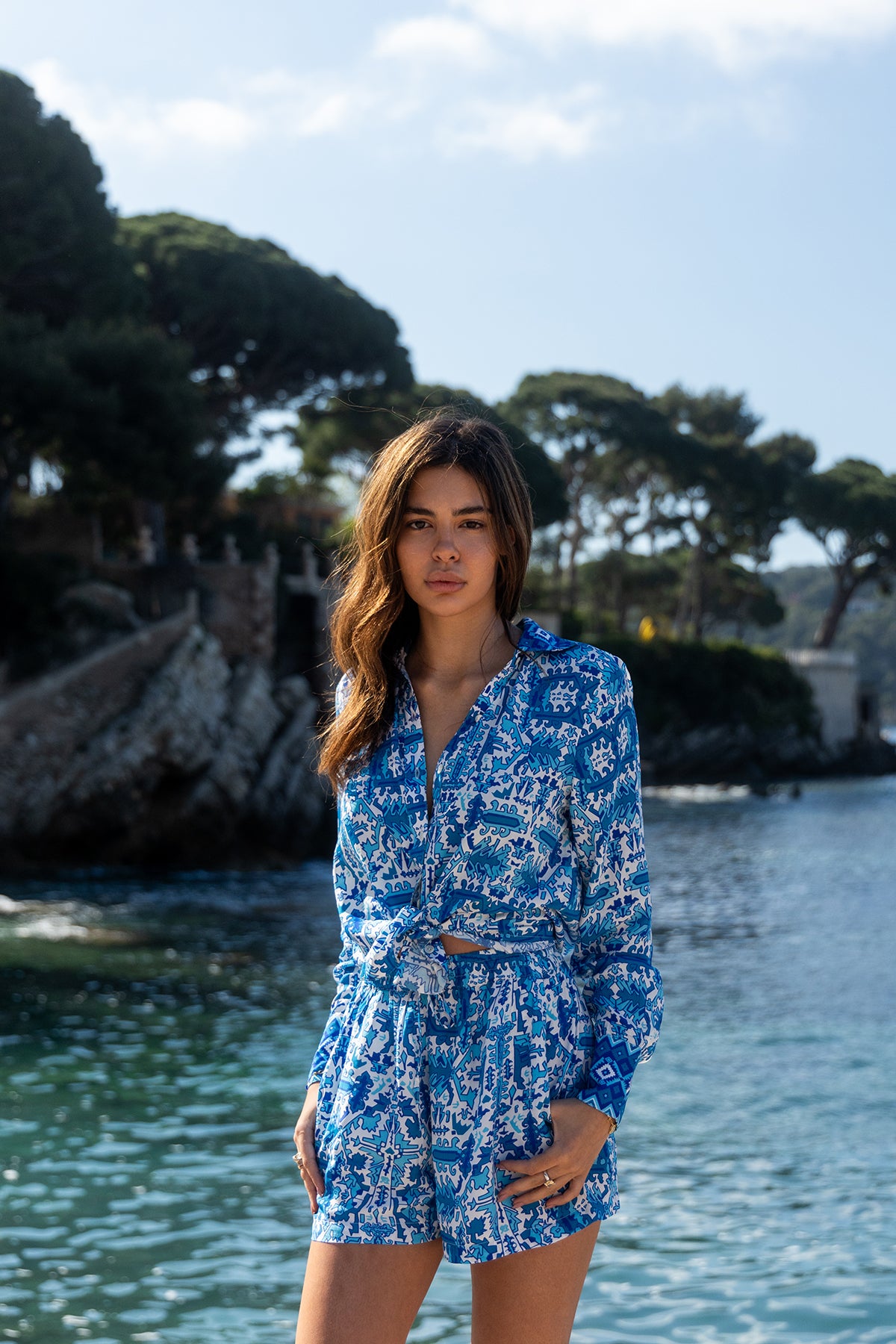 CHEMISE AMBER - BLEU AZTEC