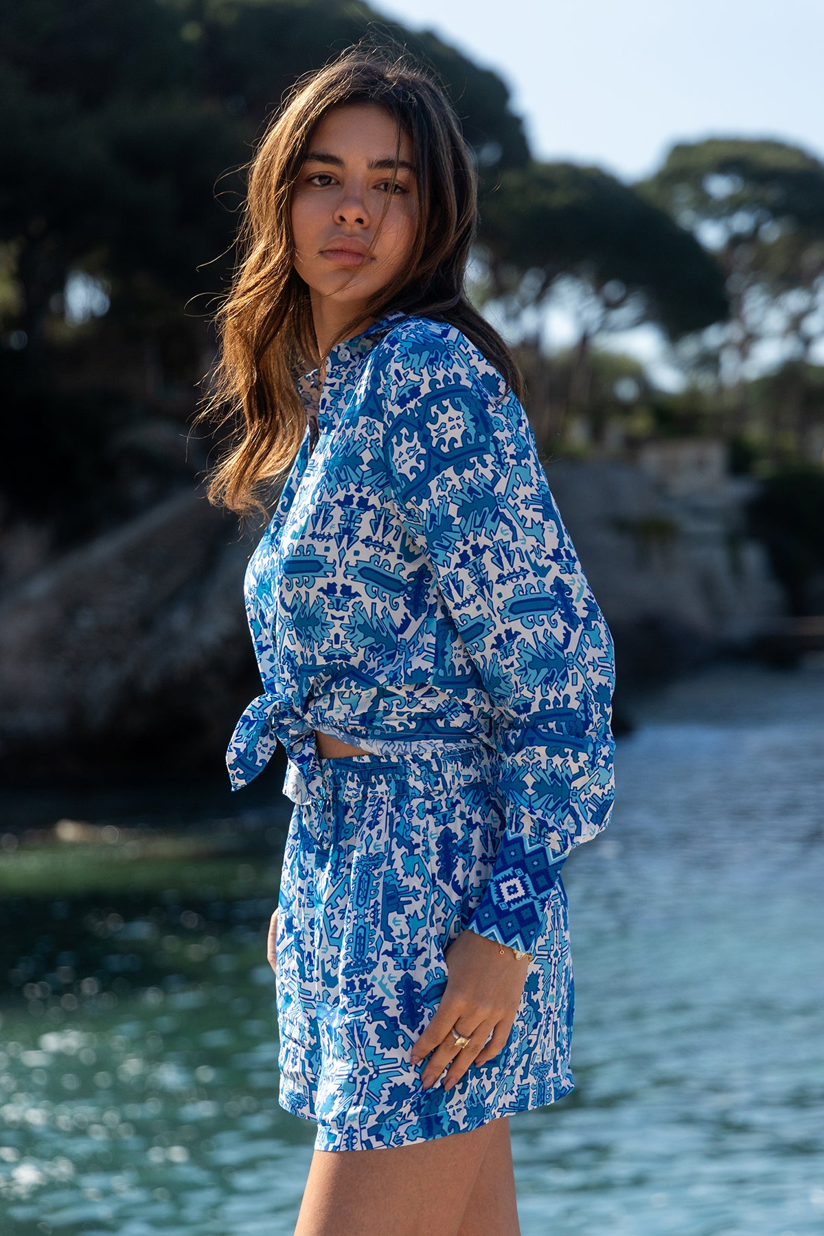 CHEMISE AMBER - BLEU AZTEC