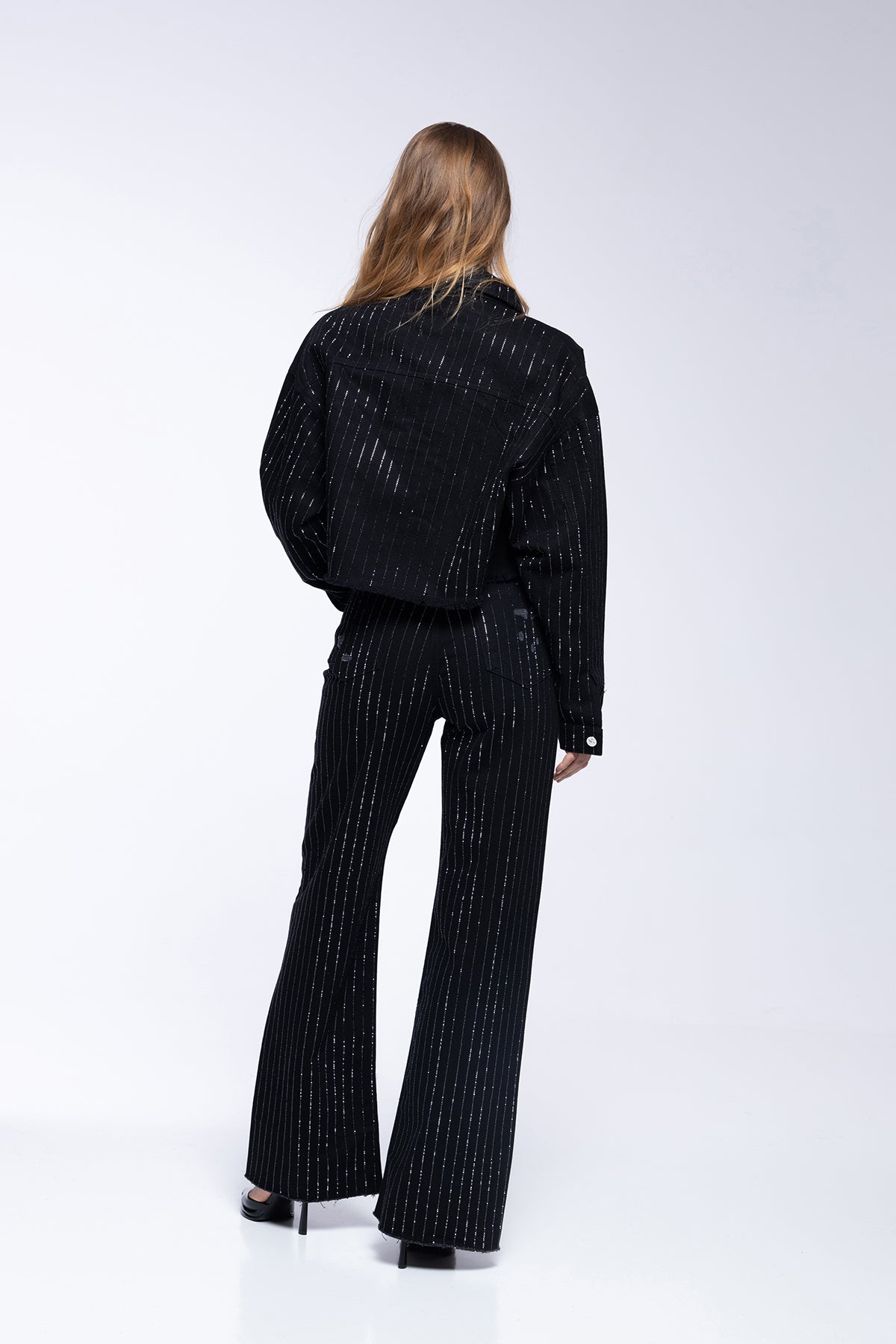 JEANS JACKET - BLACK STRASS