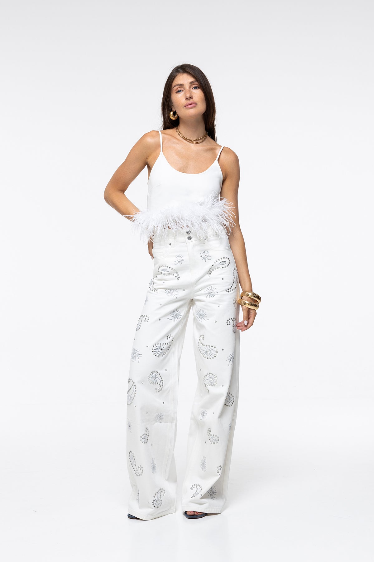 BRA TOP PLUMES - BLANC
