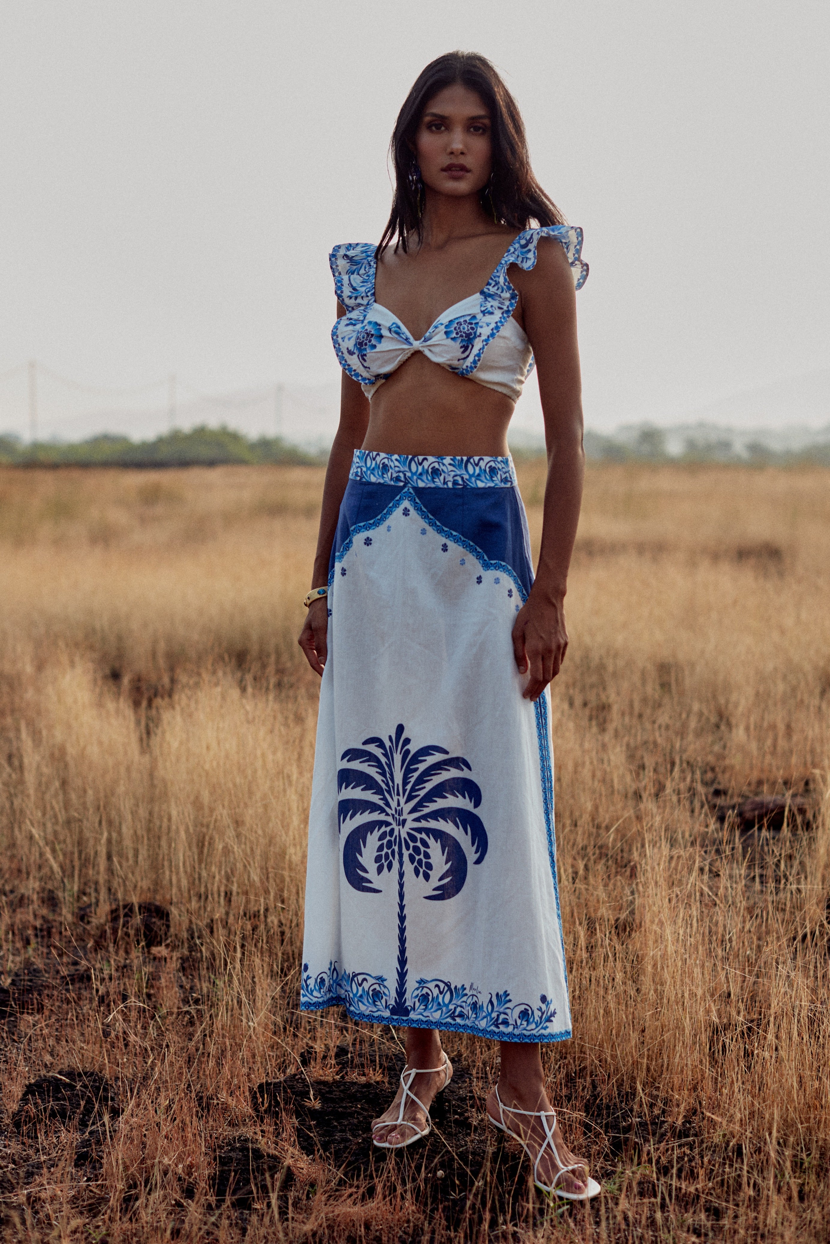 JUPE VAL - BLUE PALM TREE