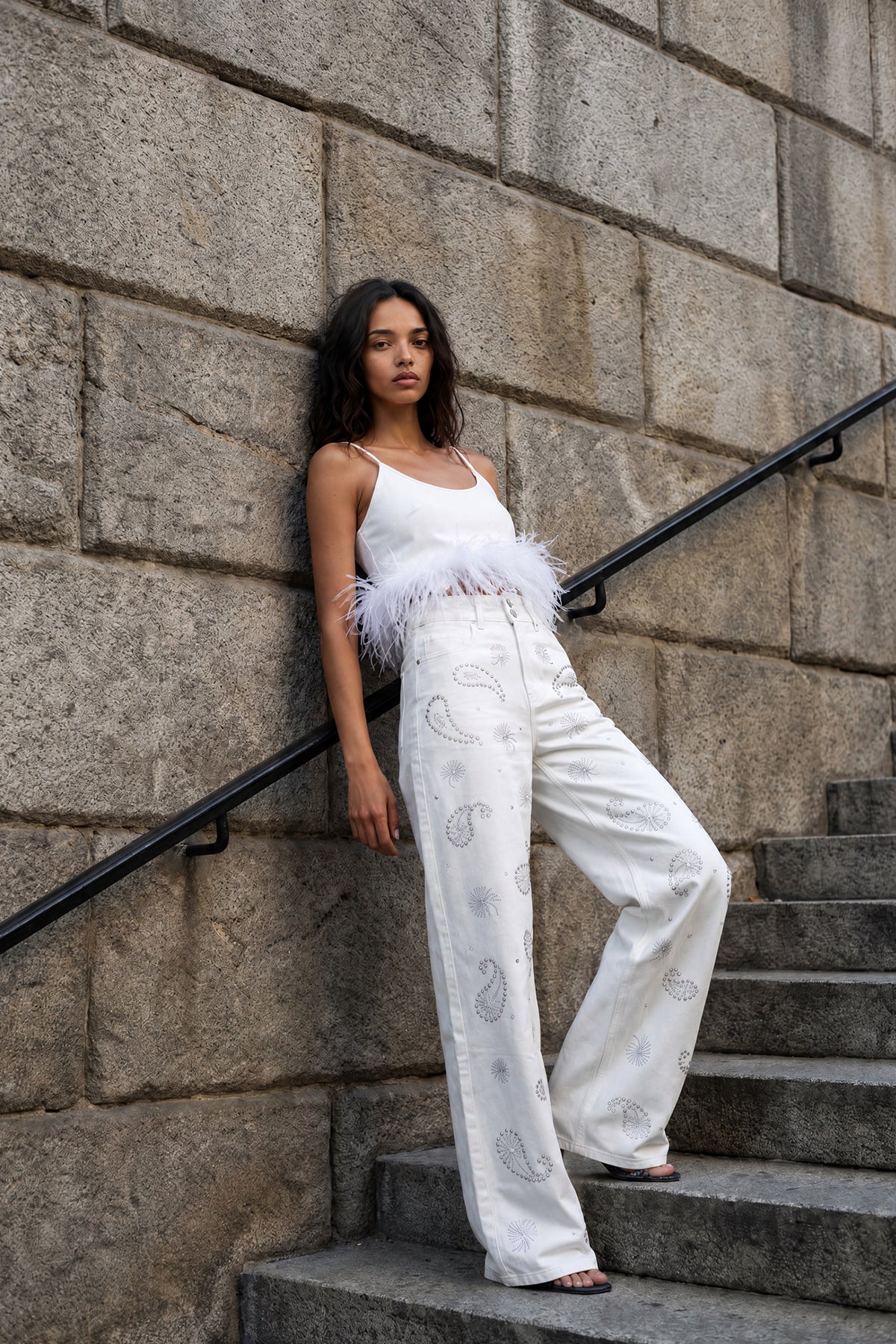 BRA TOP PLUMES - BLANC