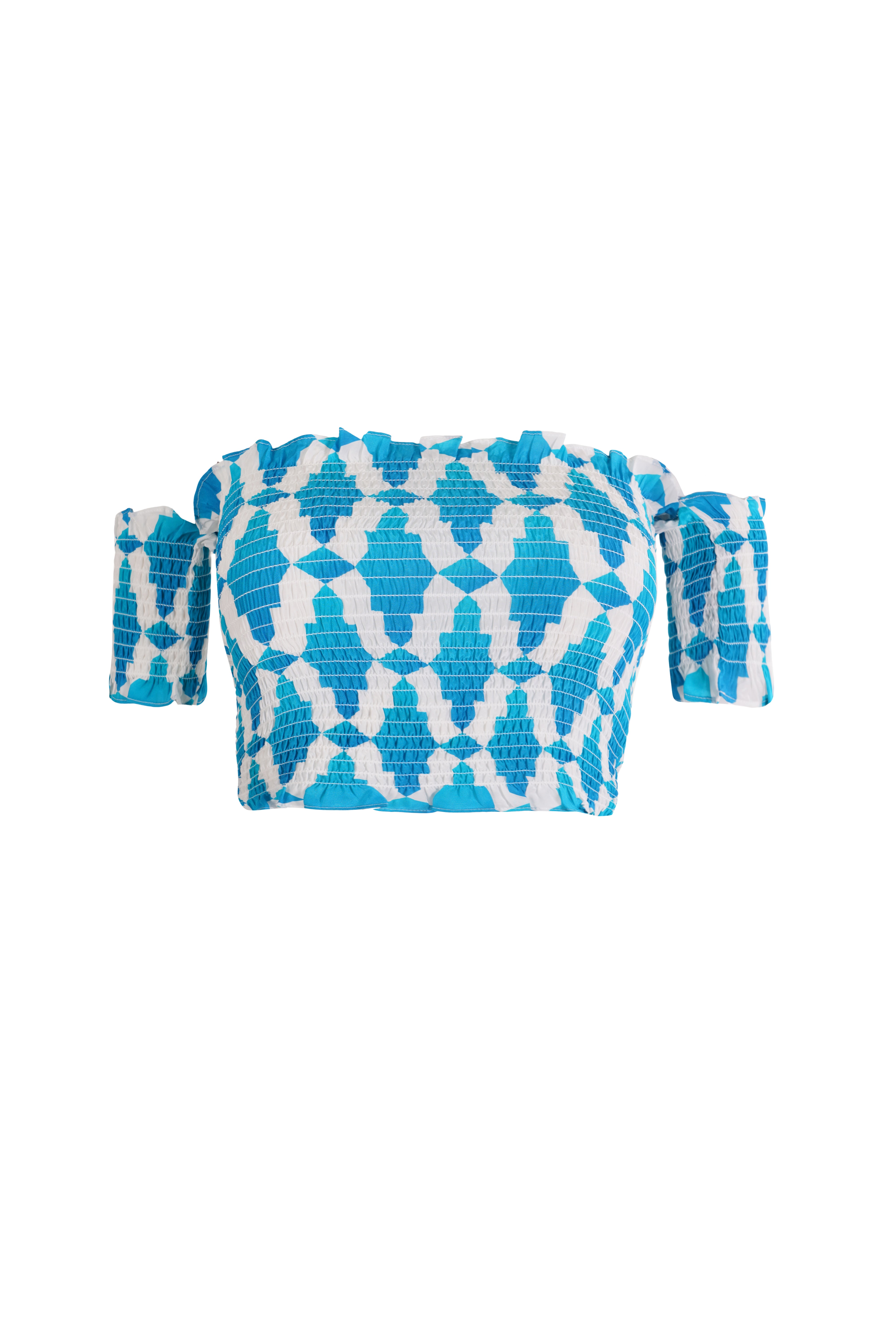 SMOCKING TOP - TURQUOISE