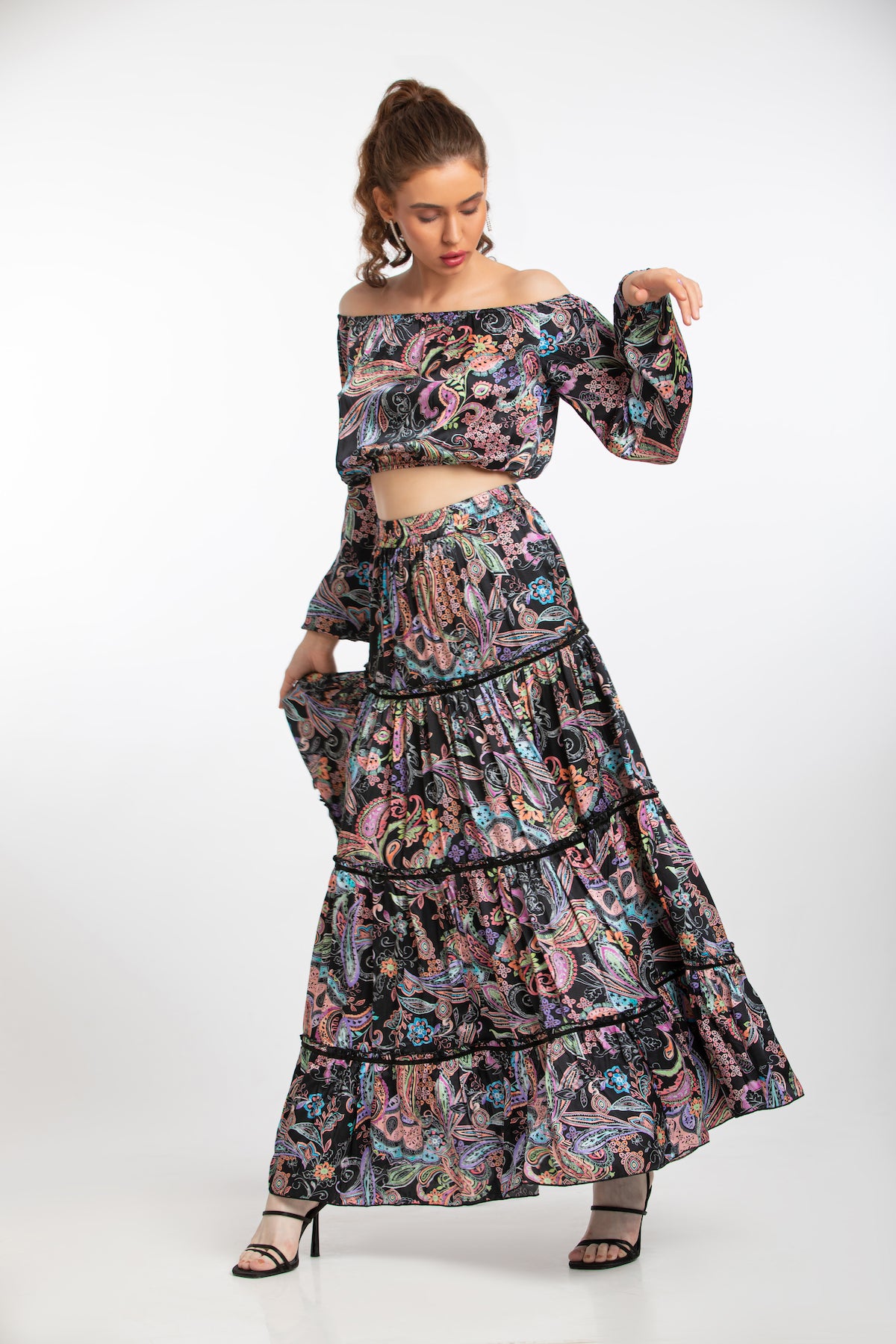 MARINE MAXI SKIRT - BLACK RAINBOW