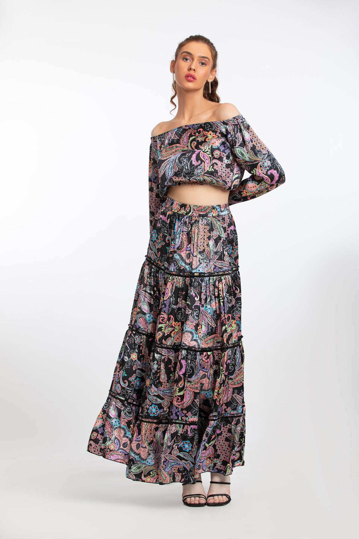 MARINE MAXI SKIRT - BLACK RAINBOW