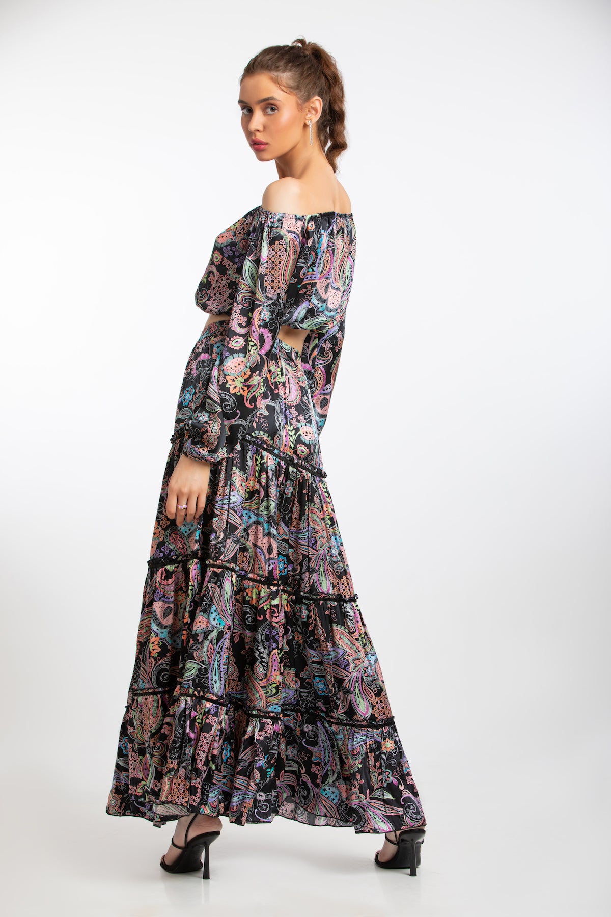 MARINE MAXI SKIRT - BLACK RAINBOW