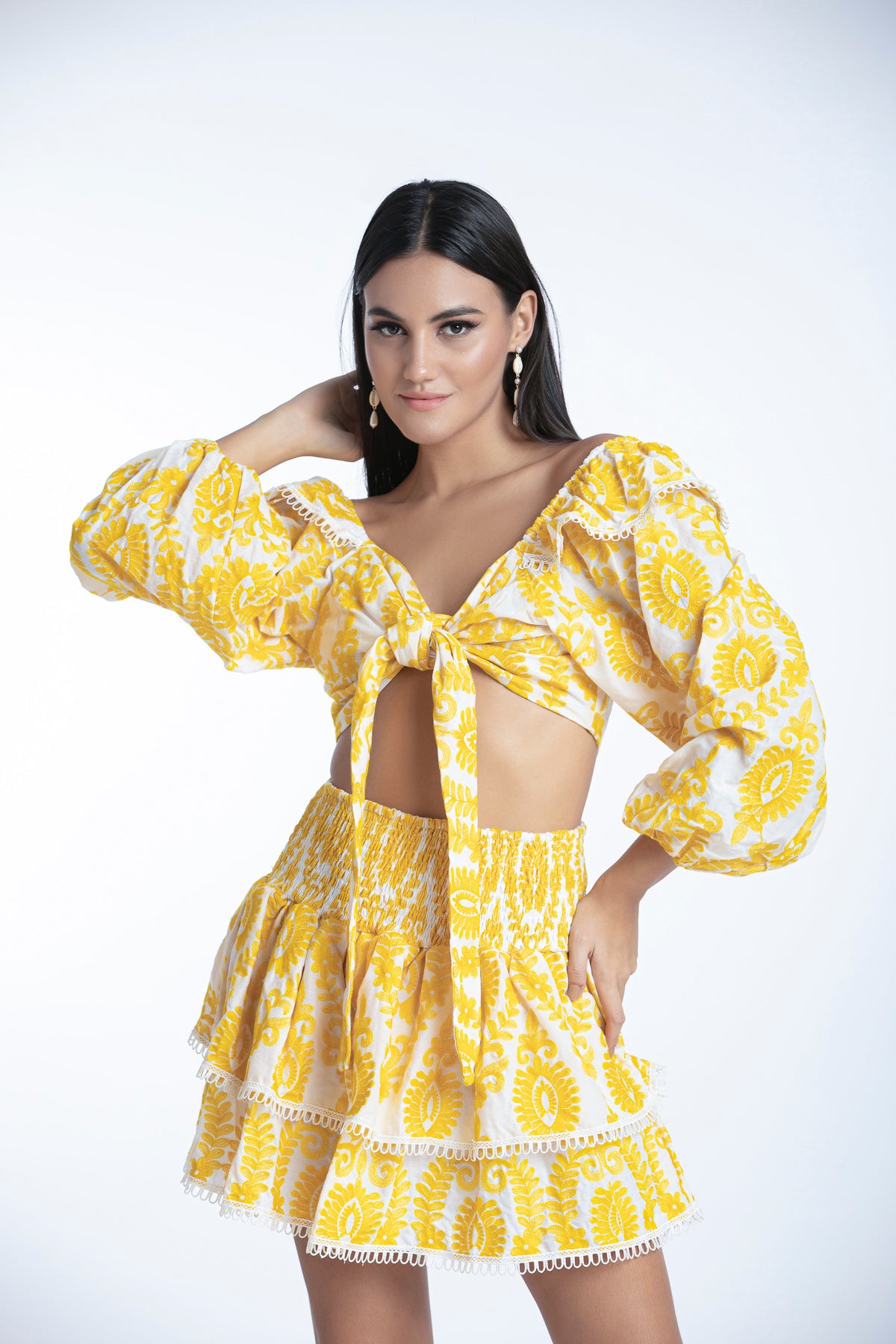 ALEKSANDRA TOP - YELLOW EMBROIDERY