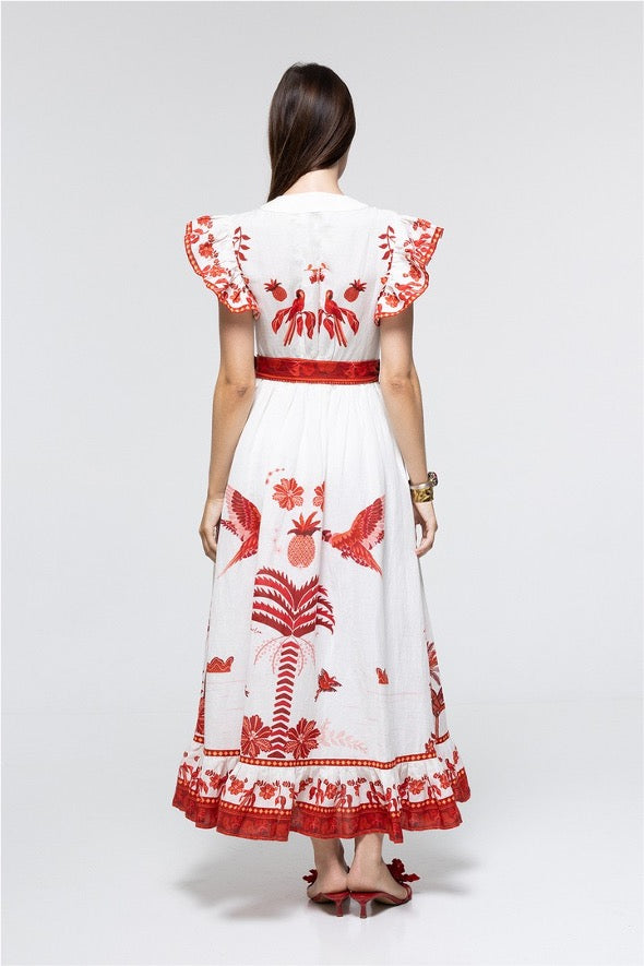 ROBE CAMILLE - RED PARROT