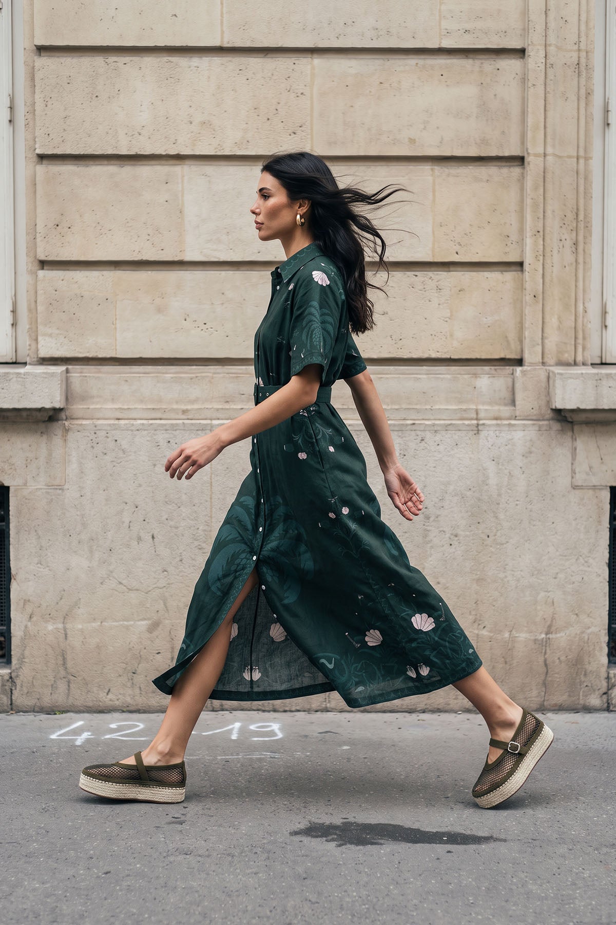 CHIARA DRESS - KHAKI PALM TREE