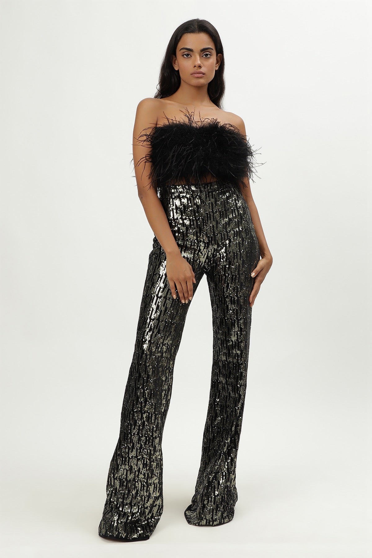 NADIA TROUSERS - GOLD SEQUINS