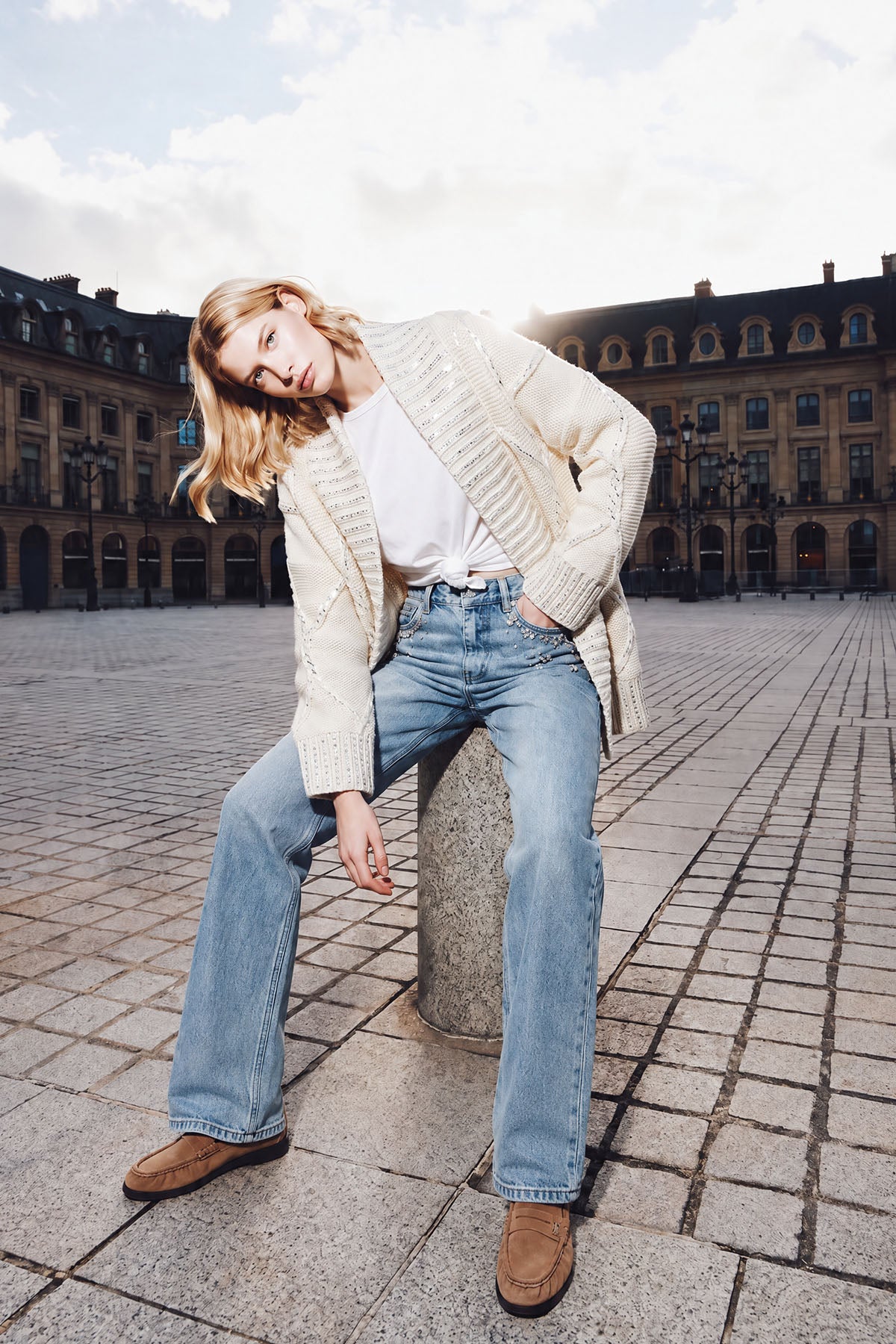 MANTEAU - MAILLE ECRU
