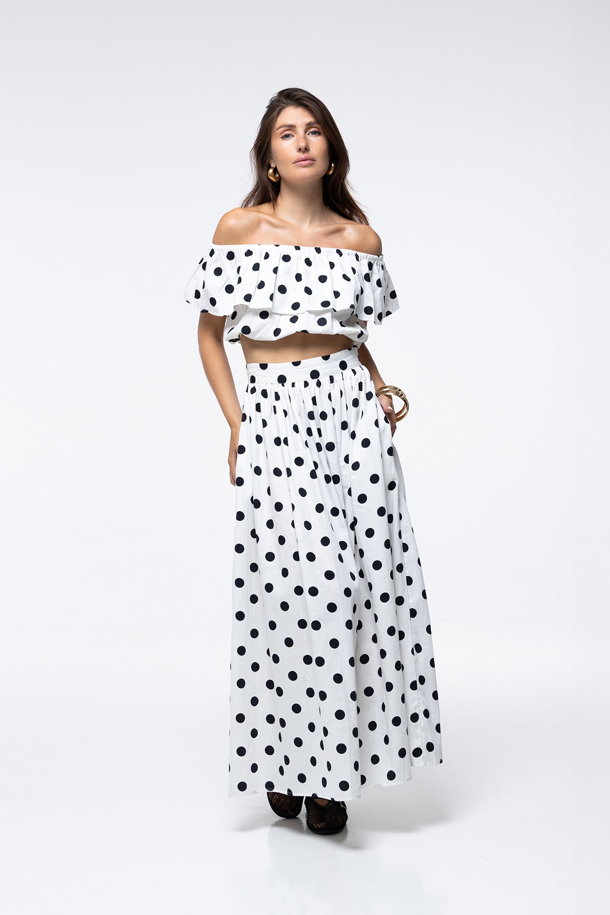 TOP NELLY - WHITE POLKA