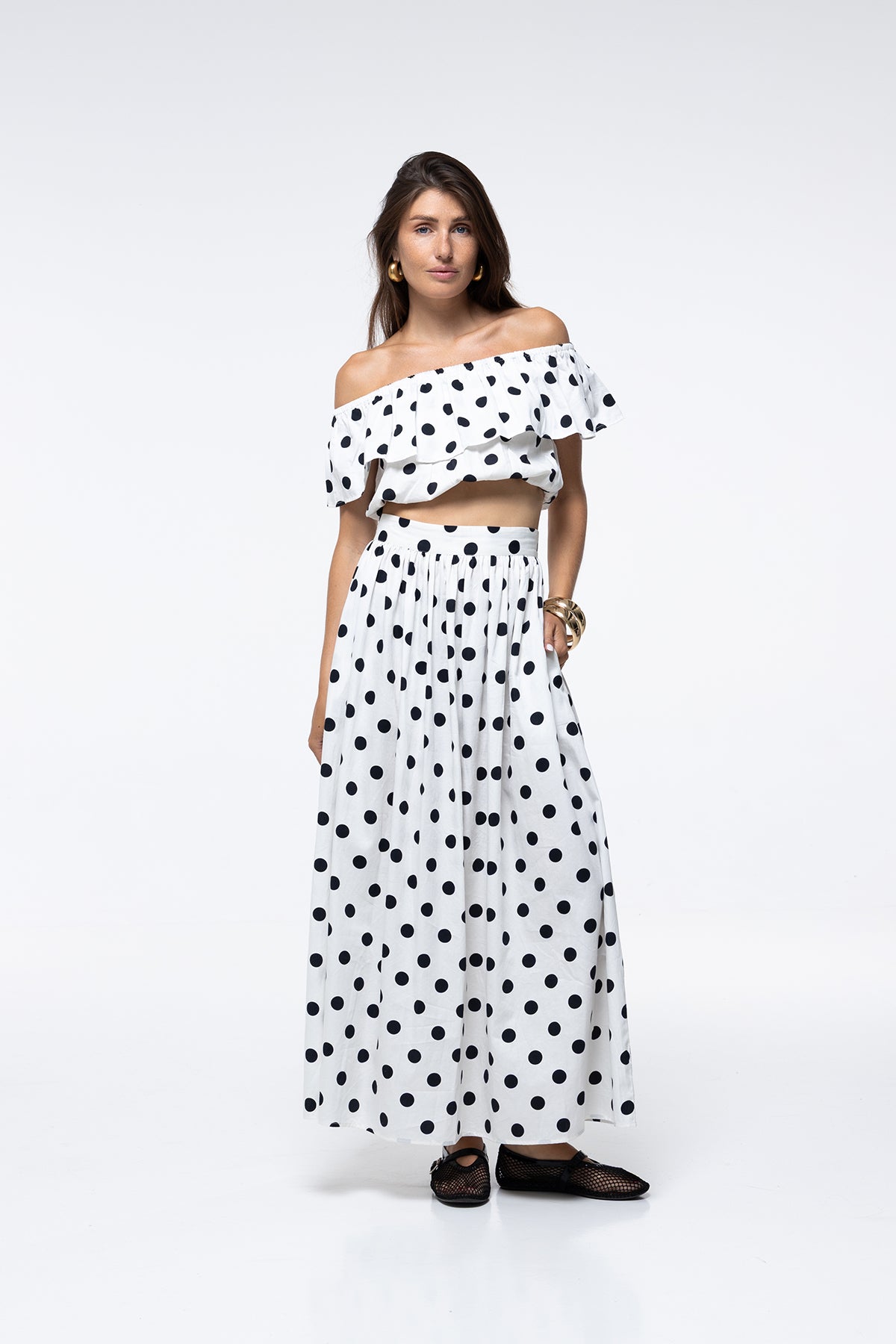 JUPE FLAVY - WHITE POLKA