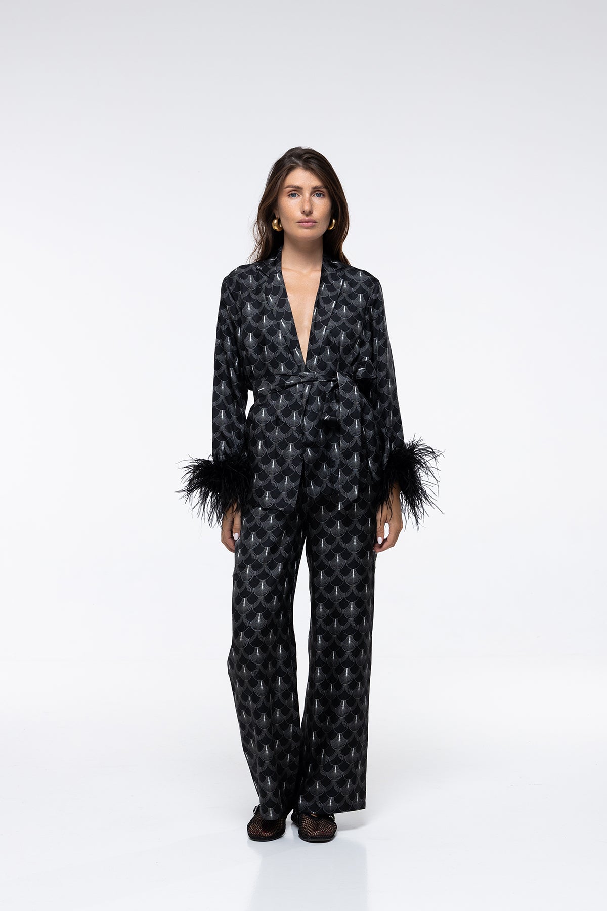 VESTE DIANE PLUMES - BLACK PEACOCK