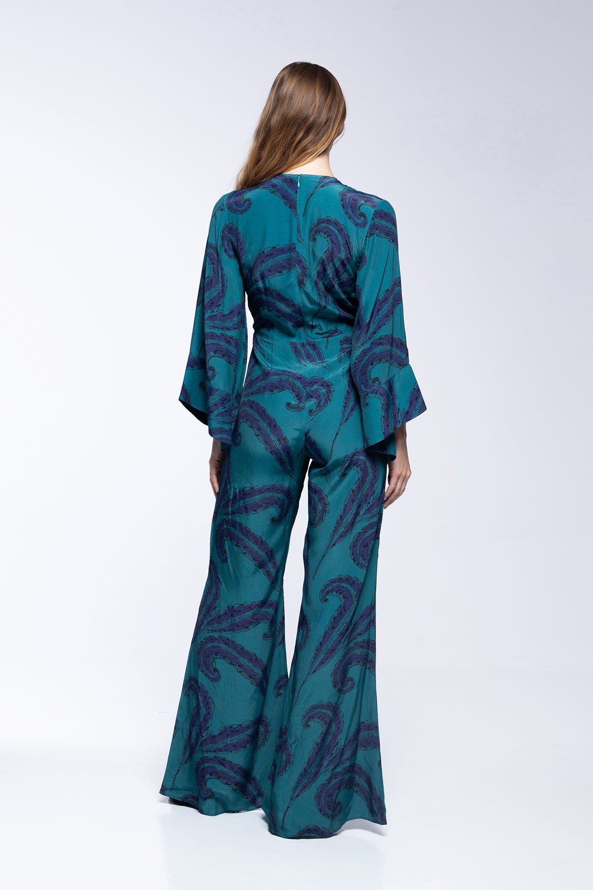 JUMPSUIT JOSEPHINE - GREEN FEATHERS