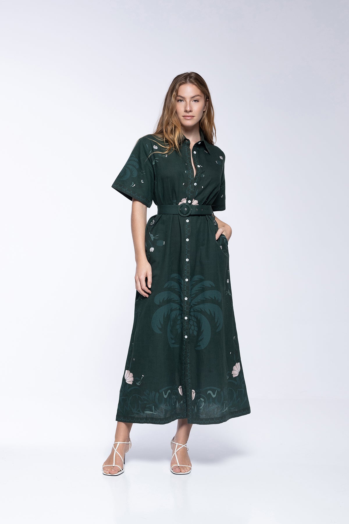 ROBE CHIARA - KHAKI PALM TREE