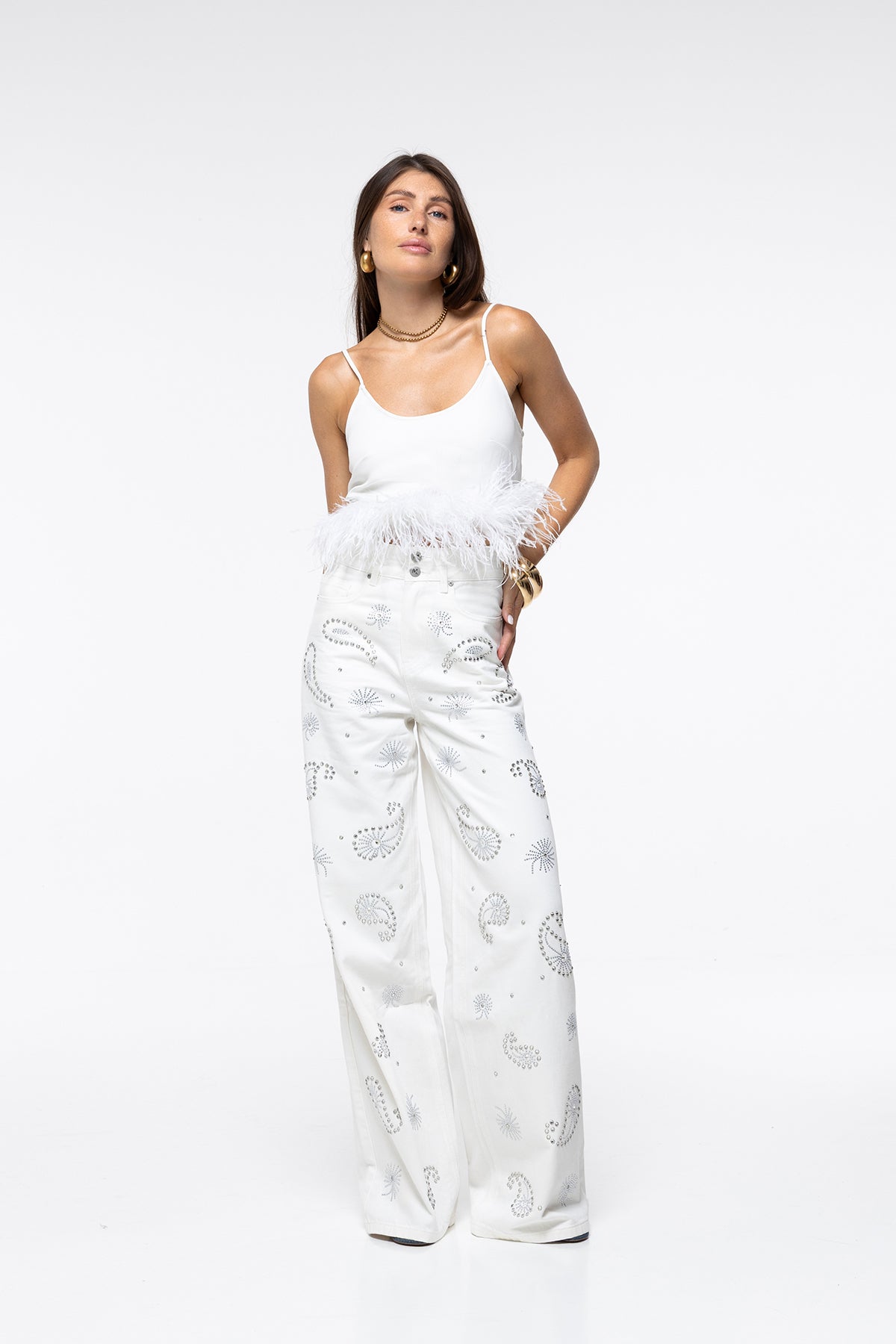 BRA TOP PLUMES - BLANC
