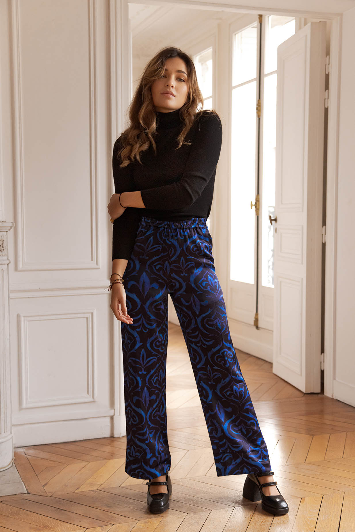 KENZA TROUSERS - ABSTRACT BLUE
