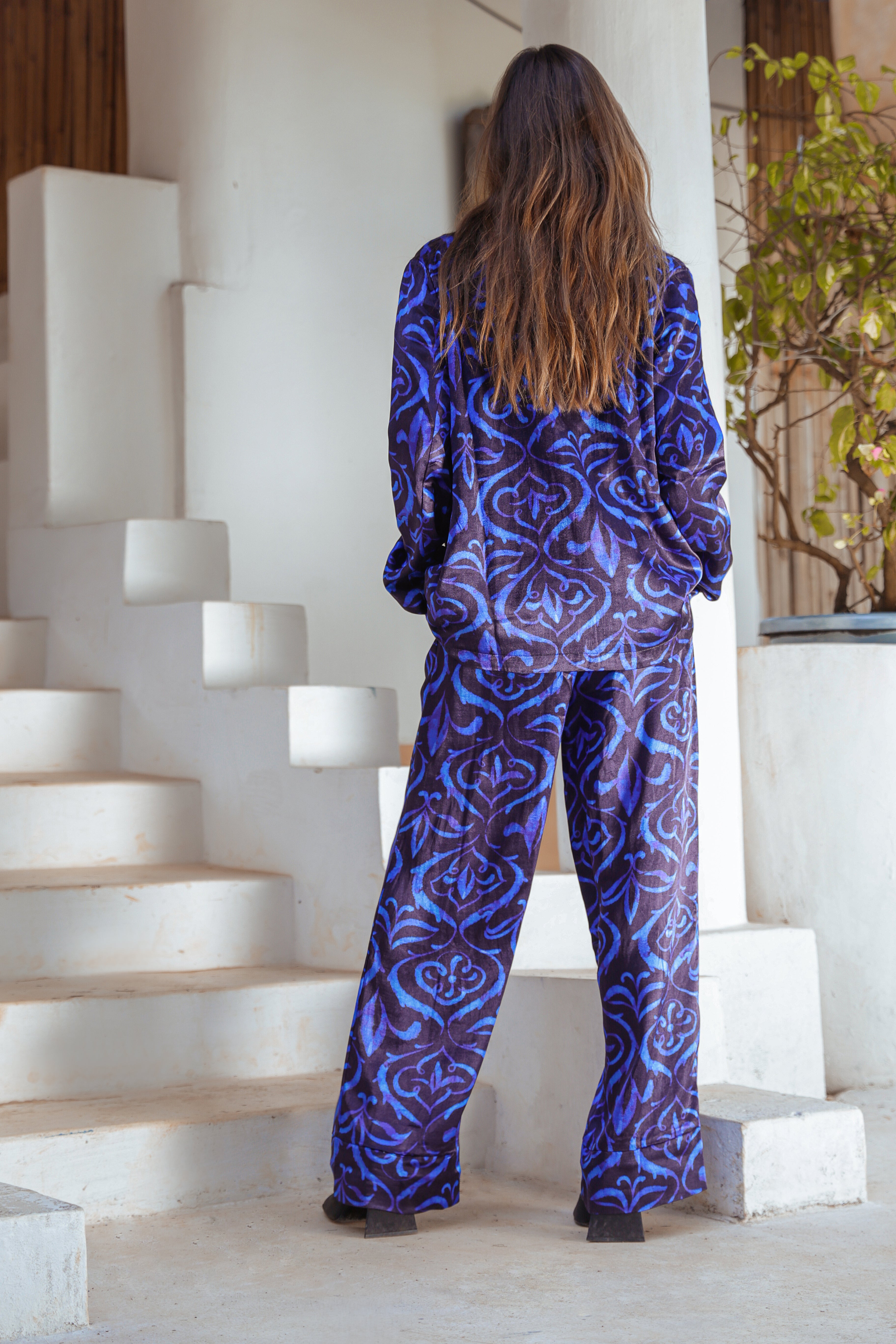 KENZA TROUSERS - ABSTRACT BLUE