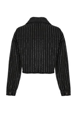 VESTE JEANS - STRASS NOIR