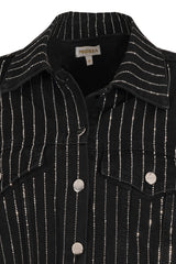 VESTE JEANS - STRASS NOIR