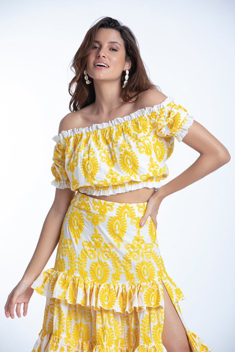 TOP JENNA - BRODERIES JAUNE