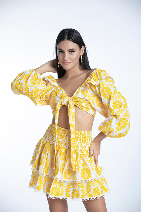 TOP ALEKSANDRA - BRODERIES JAUNE